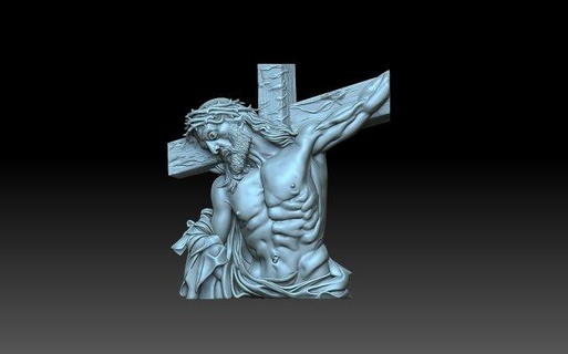 crucifixion Jésus religion soulagement catholicisme catholique bas relief Jéhovah Dieu crucifix traverser 3d print model - Mito3D