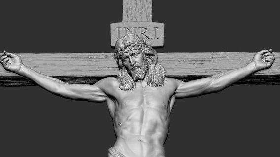 crucifixion jesus christ v2 sculpture cross bas relief jewelry sculptures pendant cnc god christian medallion jewellery catholic crucifixtion religious printable pendants crucifix 3d print model - Mito3D