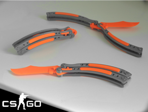 csgo butterfly knife trainer 3d drucken modell 3dexport messer balisong cool cosplay blackout 3d print model - Mito3D