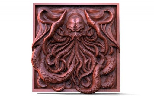 cthulhu cnc Zeichen Logos Kunst Linderung Monster Lovecraft Fantasie 3d print model - Mito3D
