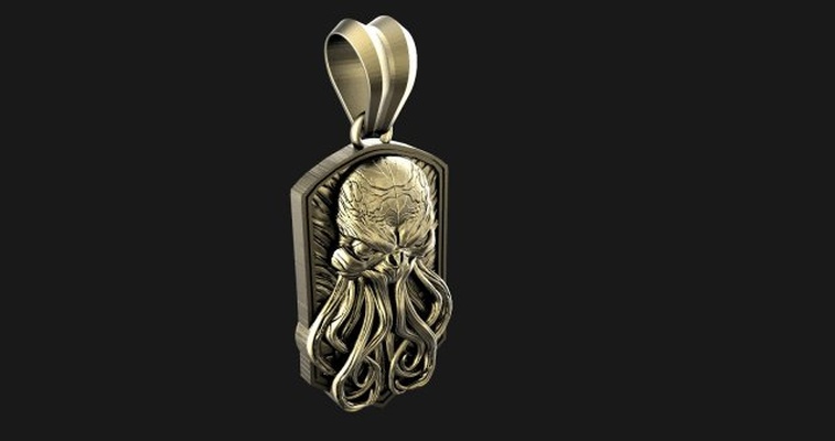 cthulhu pendant 3d print model in pendants 3dexport jewelry jewel art sci-fi 3d print model - Mito3D