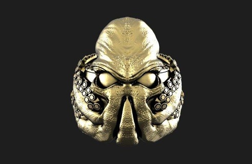 cthulhu ring rings lovecraft monster art fantasy horror jewelry 3d print model - Mito3D