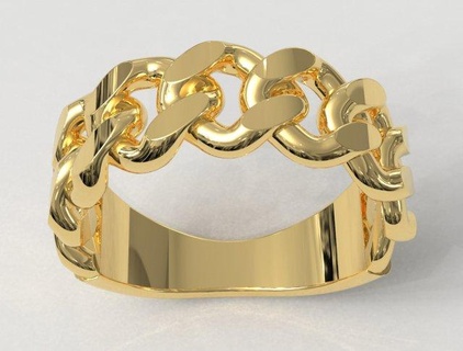 cubano collegamento squillare anelli oro gold ring gioielleria jewelry rings paulorani moda moderno argento cuban link catena chain fashion modern silver 3d print model - Mito3D