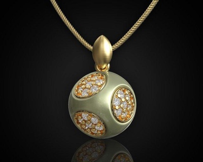 küp top kolye 3d yazdırılabilir takı altın gümüş platin sterlin mücevher parlak moda KADIN elmas Noel kız değerli taşlar half ball 3d print model - Mito3D