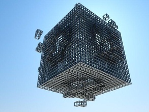 cubo explosión 3d modelo in especial efectos 3dexport cuadrícula fantasía futuro arquitectura diseño lujo metal estilo elemento moderno contemporáneo caja geometría 3d print model - Mito3D