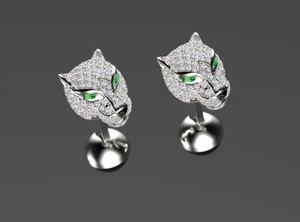 gemelli 3d Stampa modello squillare oro gioielleria argento calcolo anelli braccialetto pantera panthera panter 3d print model - Mito3D