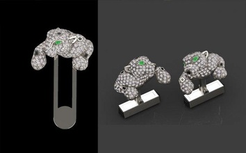 gemelos bolsillo joya 3d impresión modelo in 3dexport oro anillo plata diamante joyería anillos pantera corbata acortar pendientes panthera panter 3d print model - Mito3D