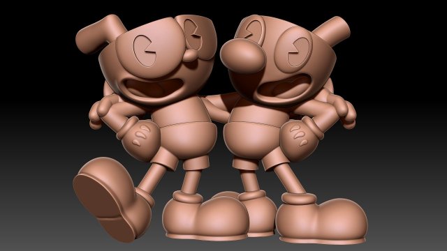cuphead mugman figurine cartone animato cartoni disney video gioco matto toon arte sculture miniature 3D print model - Mito3D