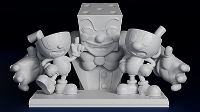 cuphead mugman dice king 3d print model in figurines 3dexport game character toy figurine miniature statue collectible printable zbrush blender hero villain lego funko 3d print model - Mito3D