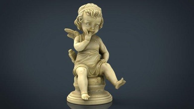 cupid 3d model in bomber 3dexport angel love god decoration low-poly child statue figure garden 3d print model - Mito3D