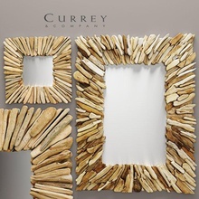 société currey tête pont ensemble miroirs mur miroir bois accroc racines sculpté bâton branches collection 3d print model - Mito3D
