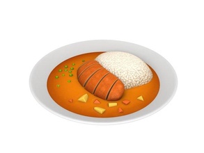 Curry arroz Japão tigela Ásia especiarias carne porco batata cozinhar suporte desenho animado emoji toon pegajoso item objeto sopa refeição 3d print model - Mito3D