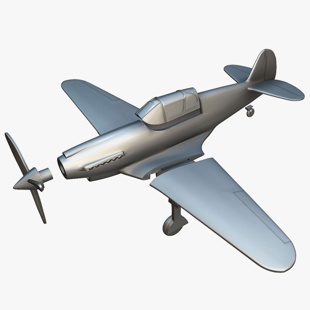 curtiss xp-46 - 3d printable model vehicle curtis curtiss-wright p40 prototype ww2-fighter xp-46a xp53 yp46 scale-model miniature wargaming 3d-printed o-scale aircraft airplane 3d-printing 3d-print stl 3D print model - Mito3D