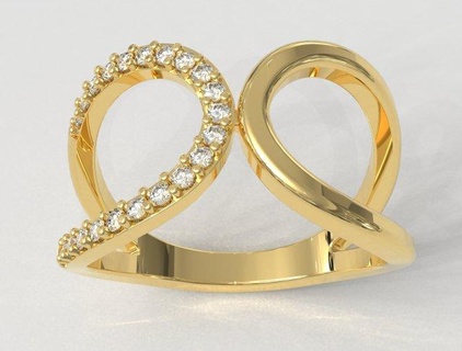 Kurve Diamant Ring Ringe Gold gold ring Schmuck jewelry rings paulorani modisch Mode modern Silber diamond gebogen curved fashion moder classic 3d print model - Mito3D