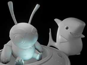 mignonne extraterrestres monstres copains extraterrestre personnage jouet vaisseau spatial 3d print model - Mito3D