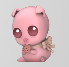 fofa chibi porco 3d impressão modelo in animais 3dexport animal anime arte bebê corpo desenho animado cor manga natureza porquinho esculturas brinquedo 3d print model - Mito3D