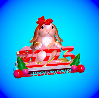 Şirin Tombul tavşan 2023 3d Yazdır model hayvanlar yıl Noel Baba kürk tatil karikatür komik hayvan kar minyatürler figürinler karakter Sanat 3d print model - Mito3D