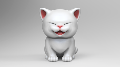 lindo gatito v2 stl 3d impresión modelo in figuritas 3dexport gato maullar mascota animal dibujos animados neko karin miniaturas 3d print model - Mito3D