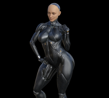 cyber girl black woman 3d print model - Mito3D