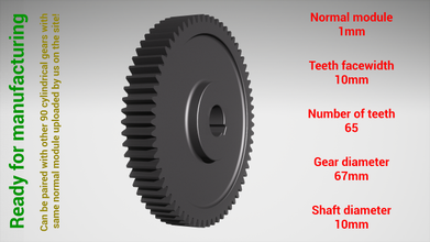 cylindrique équipement jumelé z65 m1 d67 d10 3d impression modèle in ingénierie 3dexport roue dentée dent dents acier métal plastique outil industriel mécanisme machinerie différentiel technologie moteur transmission science robot 3d print model - Mito3D