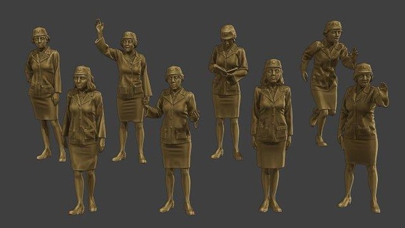 czechoslovak female communist police cfcp1 pack1 3d print model figurines figure casual girl miniature sculpture army woman soldier ww2 military diorama helmet czechoslovakia cold 3d print model - Mito3D