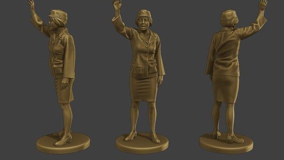 czechoslovak female communist police fccp1 6 3d print model figurines figure casual girl miniature sculpture army woman soldier ww2 military diorama helmet czechoslovakia cold 3d print model - Mito3D