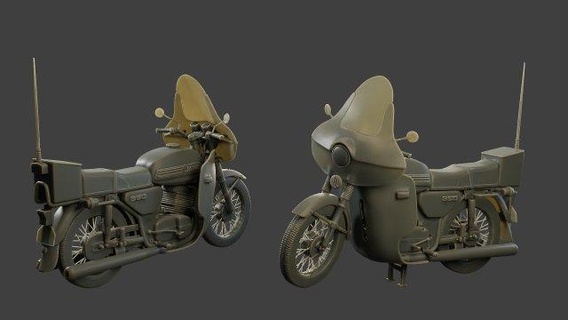 czechslovak communist police jawa 350 motorbike figurines man sculpture military german soldier ww2 war action miniature figure army gold detail poly axis detailed decoration eagle icon emblem 3d print model - Mito3D