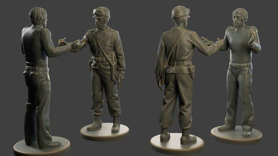 czechslovak communist police motorcycle ccpm1 4 figurines man sculpture military german soldier ww2 war action miniature figure army gold detail poly axis detailed decoration eagle icon emblem 3d print model - Mito3D