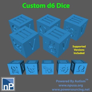 d6 dice variants pack 1 free game accessories devil horned skull crossbones ultra omega tentacle 3d print model - Mito3D