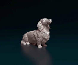 dachshund long haired 3d print model in figurines 3dexport dog animal printready stl obj longhaired 3d print model - Mito3D