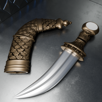 incurvé 3d impression modèle in sculpture 3dexport dague arabe épée combat 3d print model - Mito3D