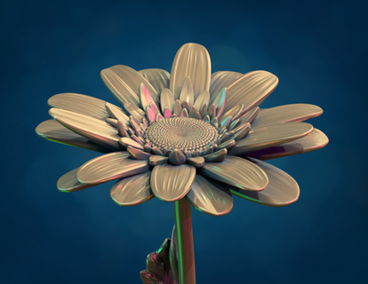 margarita flor escultura planta maceta decoración Arte manzanilla botánico jardín 3d print model - Mito3D