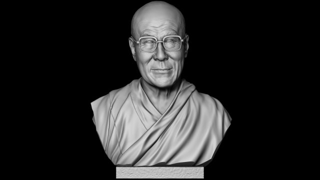 dalai Lama Skulptur teilbar Buddhismus tibetanisch China spirituell Führer Bodhisattva Büste druckbar 3dprint Drucken 3d Kunst Religionen 3D print model - Mito3D