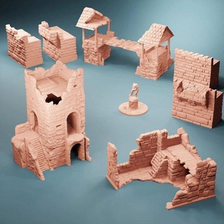 damaged outpost scatter ready print sculpture fort castle futuristic urban fortress reinforce tower base military army various-models military-base army-base wooden medieval fantasy checkpoint 3d print model - Mito3D