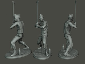 Tanzen Sarg meme 002 Miniatur Skulptur Zahl Soldat Aktion Männer schwarz Ghana Schwert starten Stand Zulu Flamme afrikanisch Werfer 3d print model - Mito3D