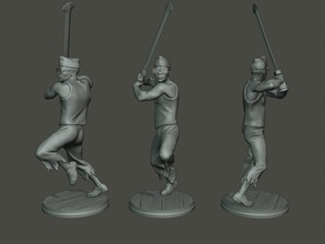 dans tabut meme 004 minyatür heykel şekil asker aksiyon erkekler siyah Gana kılıç başlatmak yürümek ayakta durmak Zulu alev Afrikalı atıcı 3d print model - Mito3D