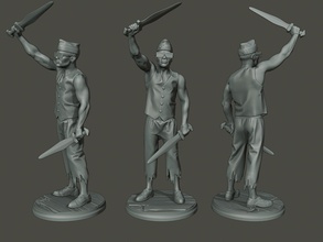 tanzen sarg meme 006 3d drucken modell 3dexport miniatur skulptur zahl soldat aktion männer schwarz ghana schwert starten stand lauf zulu flamme afrikanisch werfer 3d print model - Mito3D
