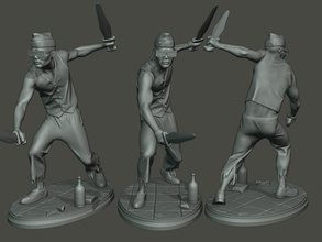 tanzen sarg meme 008 3d drucken modell 3dexport miniatur skulptur zahl soldat aktion männer schwarz ghana schwert starten stand lauf zulu flamme afrikanisch werfer 3d print model - Mito3D