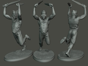 Tanzen Sarg meme 009 Miniatur Skulptur Zahl Soldat Aktion Männer schwarz Ghana Schwert starten Stand Zulu Flamme afrikanisch Werfer 3d print model - Mito3D