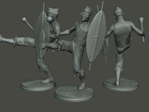 Tanzen Sarg meme 015 Miniatur Skulptur Zahl Soldat Aktion Männer schwarz Ghana Schwert starten Stand Zulu Flamme afrikanisch Werfer 3d print model - Mito3D