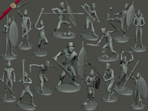 tanzen sarg meme pack 3d drucken modell 3dexport miniatur skulptur zahl soldat aktion männer schwarz ghana schwert starten stand lauf zulu flamme afrikanisch werfer 3d print model - Mito3D