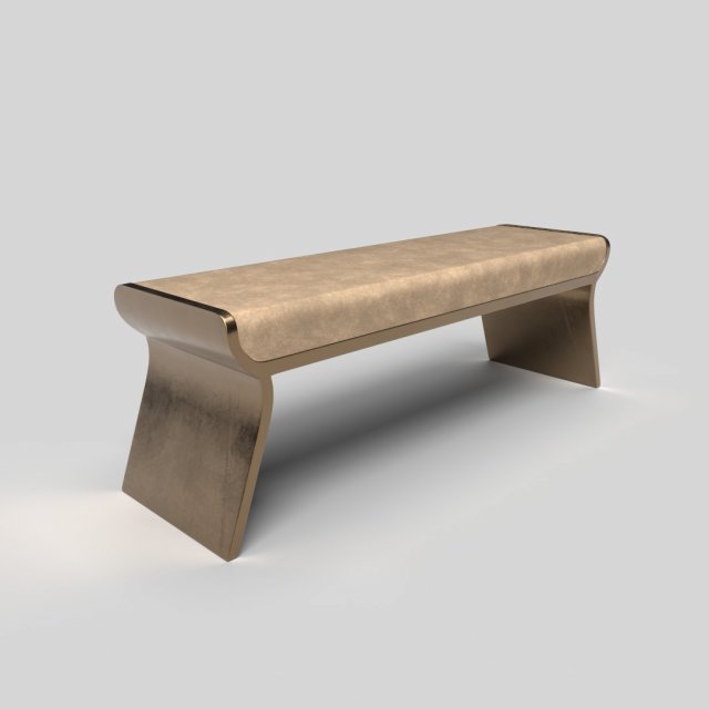 dandy journée banc crème cuir bronze intérieur meubles moderne siège réaliste métal pbr repos 4k salon salle régler pelouse ameublement décoration 3D print model - Mito3D