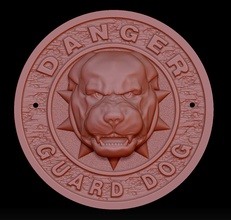 danger - guard dog sign urban design street caution 3d print model - Mito3D