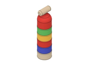 daruma otoshi japão japonês brinquedo de madeira jogo arco-íris rosto martelo o azul verde amarelo vermelho caindo habilidade malho jenga 3d print model - Mito3D