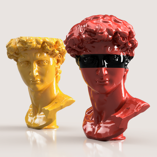 david michelangelo pot 3 part face  figurines david michelangelo pot part face  3d print model - Mito3D