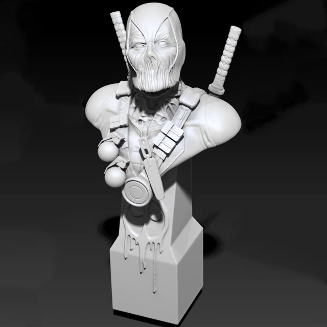 deadpool büst hazır to yazdır 3d model in adam 3dexport hayret kan katana karakter heykel sanat heykeller erkek şekil vermek figürinler minyatür film efsane ölü havuz kahraman 3D print model - Mito3D