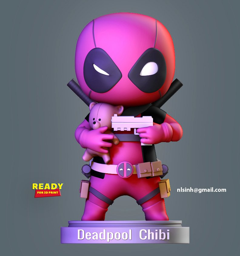 deadpool chibi deadpool2 cartoon anime manga stylized character hero superhero 3D print model - Mito3D