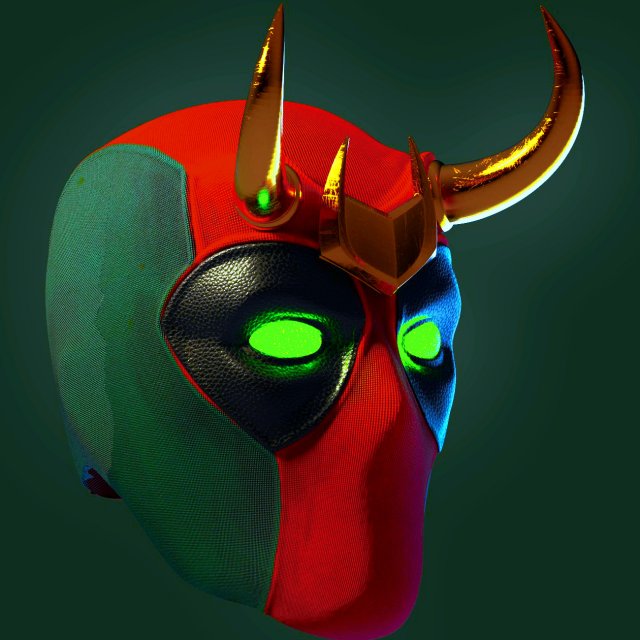 deadpool loki helmet 3d print model in 3dexport mask multiverse cosplay marvel red green odin valhalla thor killer costume art 3D print model - Mito3D