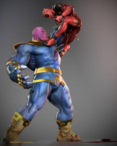 Deadpool Thanos stl satın almak 1 2 modeller heykel anime obj 3d Yazdır 3dprint Bilim kurgu filo şekil animasyonlu Süper kahraman çizgi roman Sanat heykeller 3D print model - Mito3D