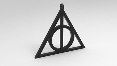 deathly hallows pendant 3d print art jewelry printable silver harry potter harrypotter deathlyhallows fantasy saga necklace rhinoceros nurbs rhino3d 3d print model - Mito3D